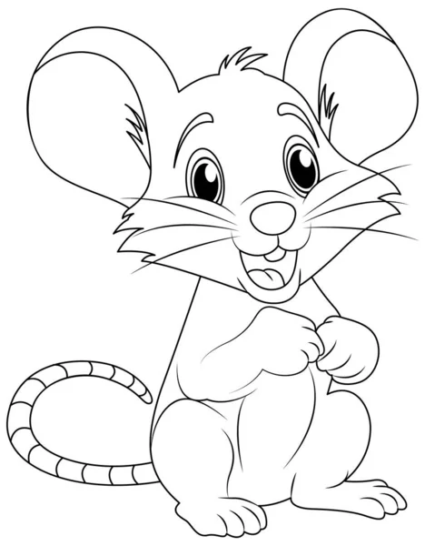 Doodle Rat Outline Cartoon Illustration — Stock Vector