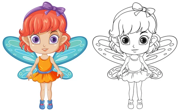 Νεράιδα Κορίτσι Πορτοκαλί Μαλλιά Εικονογράφηση Χαρακτήρα Κινουμένων Σχεδίων — Διανυσματικό Αρχείο