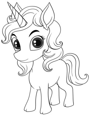 Şirin Tekboynuz illüstrasyonunun Renklendirme Sayfası