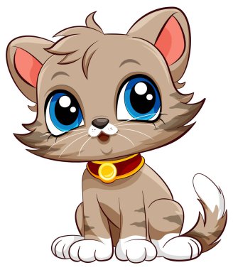Sevimli Kedi Çizgi Film Karakteri Çizimi