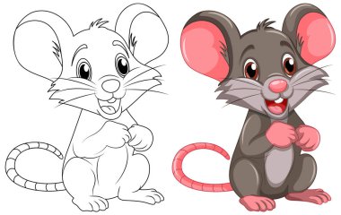 Sevimli fare çizgi filmi ve onun renkli çizimi