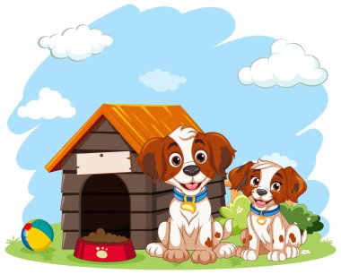 Köpek Evi illüstrasyonu ile Oyuncu Köpek