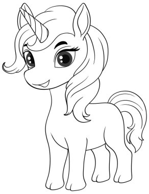 Şirin Tekboynuz illüstrasyonunun Renklendirme Sayfası