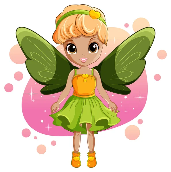 Cute Fairy Girl Skrzydłami Postaci Kreskówek Ilustracja — Wektor stockowy