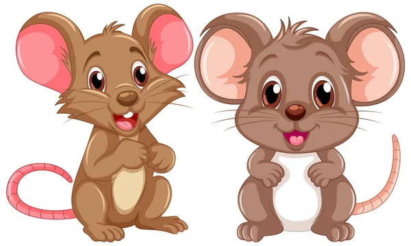 マウスとラットの漫画のイラストのセット — ストックベクタ