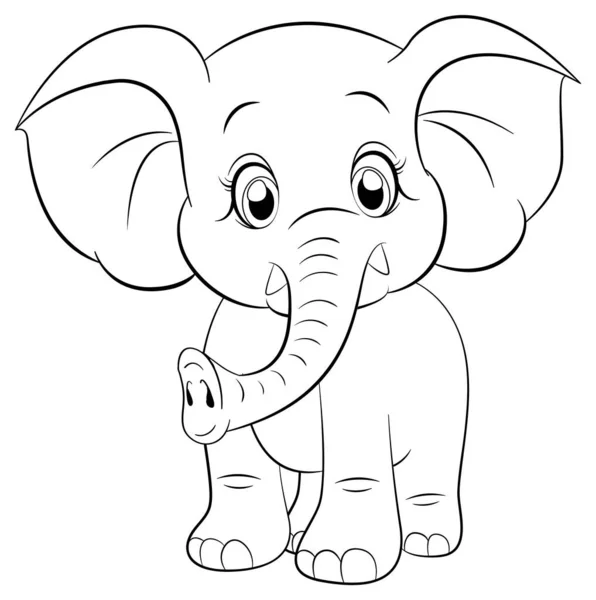 Página Para Colorear Esquema Ilustración Del Elefante Lindo — Archivo Imágenes Vectoriales