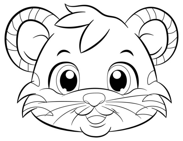 Coloring Page Outline of Cute Tiger illustration