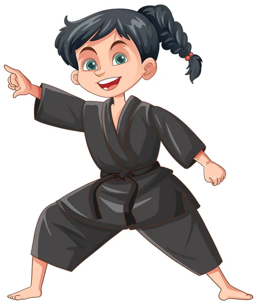 Dziewczyna Taekwondo Strój Wektor Ilustracji — Wektor stockowy