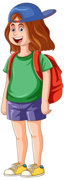 Happy Teenage Girl Cartoon Character Illustration — Stock Vector