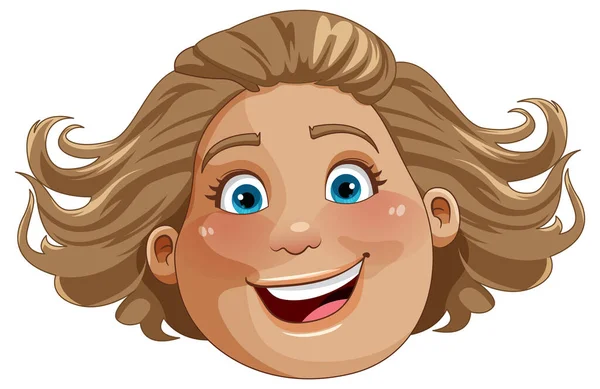Middle Age Chubby Woman Face Illustration — Stock Vector