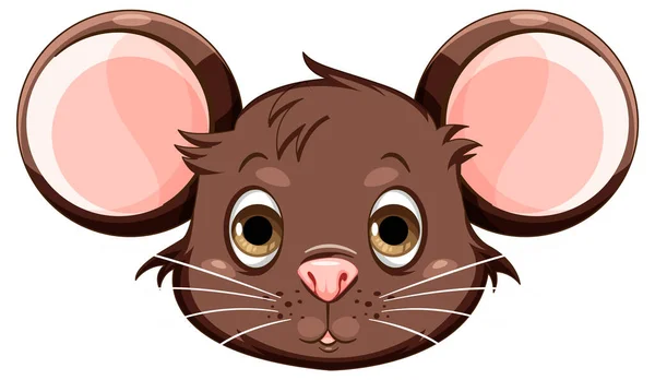 Roztomilý Myš Kreslený Hlava Izolované Ilustrace — Stockový vektor
