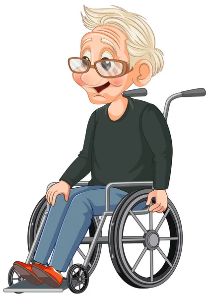 Old Man Κάθεται Αναπηρική Καρέκλα Εικονογράφηση — Διανυσματικό Αρχείο
