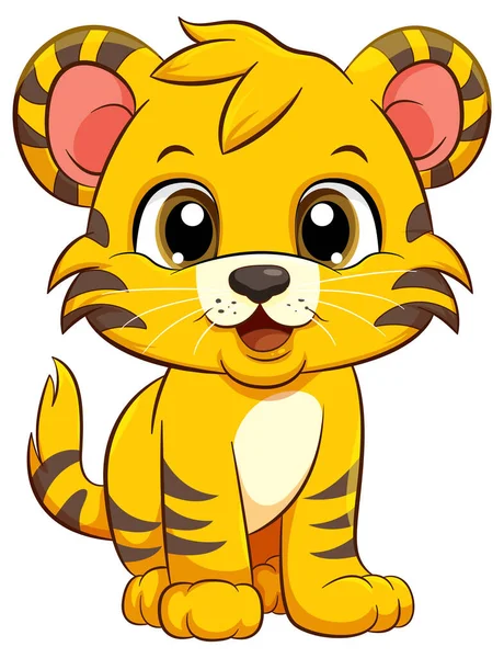 Cute Tygrys Postać Kreskówki Ilustracja — Wektor stockowy