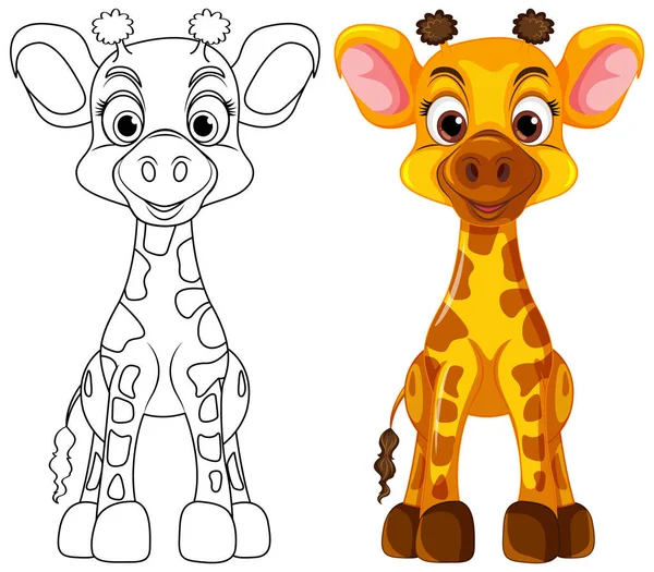 Desenho Página Para Colorir Girafa Bonito Ilustração — Vetor de Stock