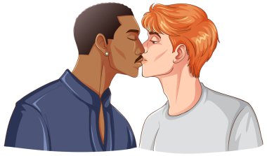 LGBTQ gay çifti birbirini öpüyor