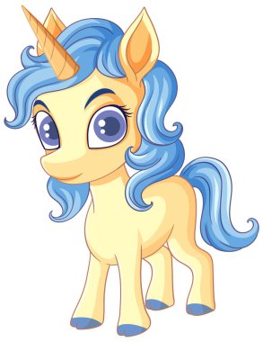 Mavi Yellow Mane illüstrasyonlu Sarı Tekboynuz