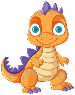 Mutlu çizgi film dinozor karakteri gülümsüyor.