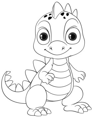 Dinozor karikatür karalama karakteri çizimi