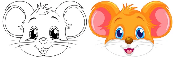かわいいネズミの漫画とその色のイラストを着色 — ストックベクタ