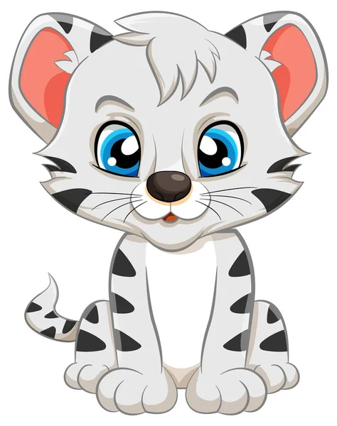 Adorable Bebé Tigre Blanco Dibujo Animado Personaje Ilustración — Vector de stock