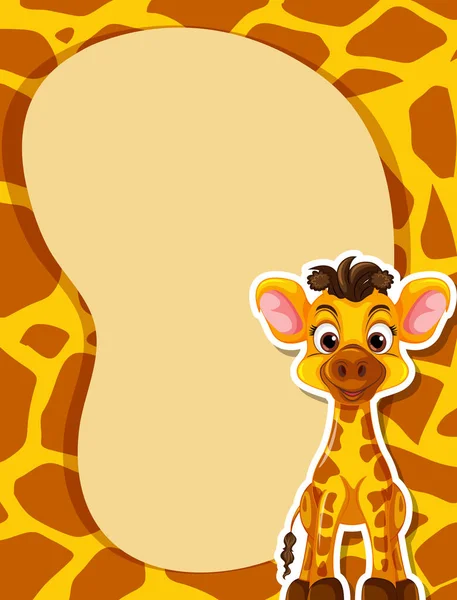 Leere Banner Vorlage Mit Giraffen Illustration — Stockvektor