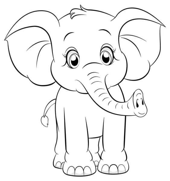 Doodle Ελέφαντα Περίγραμμα Απλή Απεικόνιση Κινουμένων Σχεδίων — Διανυσματικό Αρχείο