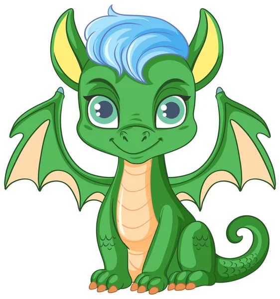 Happy Green Cartoon Dragon Smiling Illustration — Stock Vector