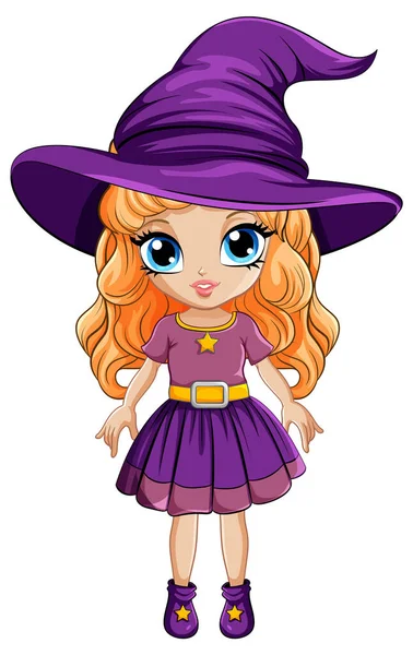 Cute Witch Cartoon Hat Illustration — Stock Vector