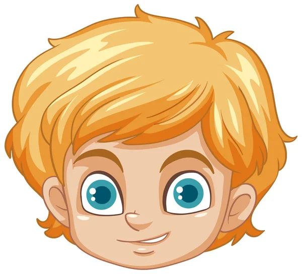Blondýnka Chlapec Kreslený Hlava Ilustrace — Stockový vektor