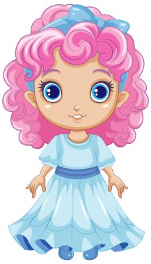 Pembe Kıvırcık Saçlı Şirin Kız