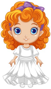 Turuncu Kıvırcık Saçlı Şirin Kız