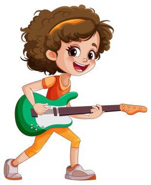 Bas illüstrasyon çalan bayan rock müzisyeni