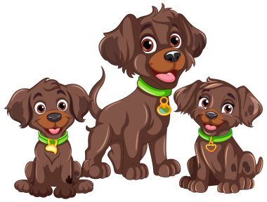 Çizgi film tarzında Mutlu Köpek ve Köpek Yavrusu