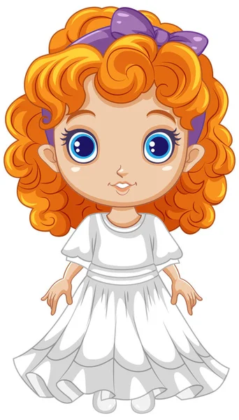 Χαριτωμένο Κορίτσι Πορτοκαλί Σγουρά Μαλλιά Εικονογράφηση — Διανυσματικό Αρχείο