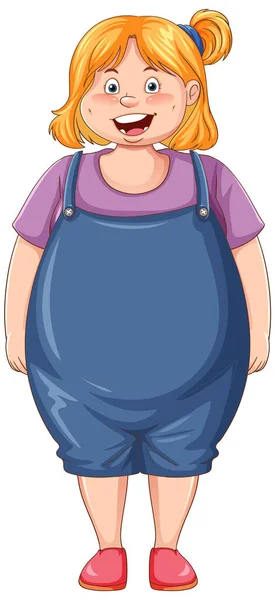 Overgewicht Meisje Cartoon Karakter Illustratie — Stockvector