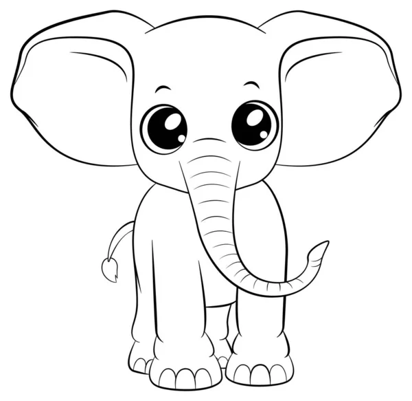 Gekritzelte Elefanten Skizzieren Einfache Cartoon Illustration — Stockvektor