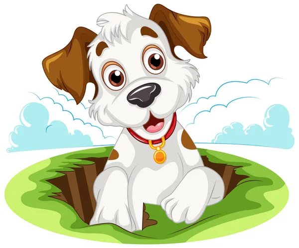Leuke Hond Cartoon Karakter Illustratie — Stockvector