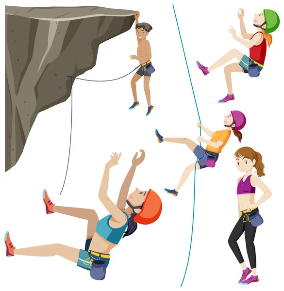 Mountain Climber Character Extreme Sport Active Lifestyle Illustration — Stock Vector