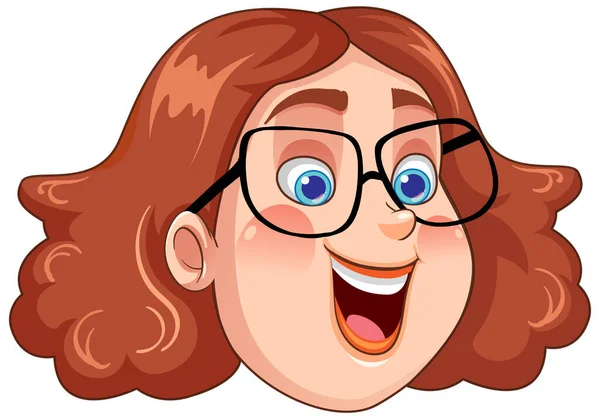 Chubby Woman Face Cartoon Character Illustration — Stock Vector