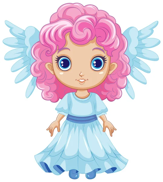 Angel Meisje Met Vleugels Stripfiguur Illustratie — Stockvector