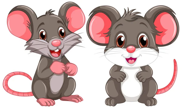 Set Mouse Rat Cartoon Illustration — Stock Vector