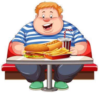 Fast Food 'la Şişman Adam Tablonun Üzerinde