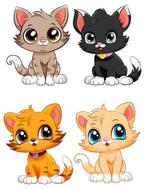 Şirin Kedi Yavruları Çizgi Film Karakterleri Koleksiyonu Çizimi