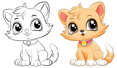 Şirin Kedi Çiziminin Renklendirme Sayfası