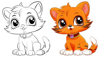 Şirin Kedi Çiziminin Renklendirme Sayfası