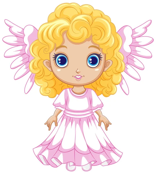 Angel Girl Wings Cartoon Character Illustration — Stock Vector