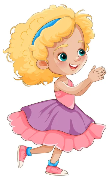 Little Girl Beautiful Dress Vector Illustration — Stock Vector