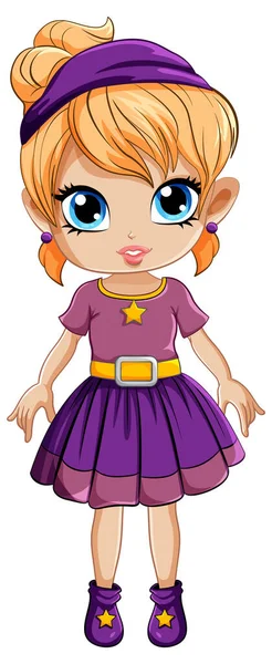 Cute Girl Cartoon Character Wearing Headband Illustration — Stock Vector