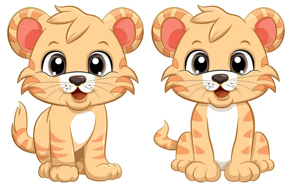 Adorable Baby Tiger Cartoon Character Illustration — Stock Vector