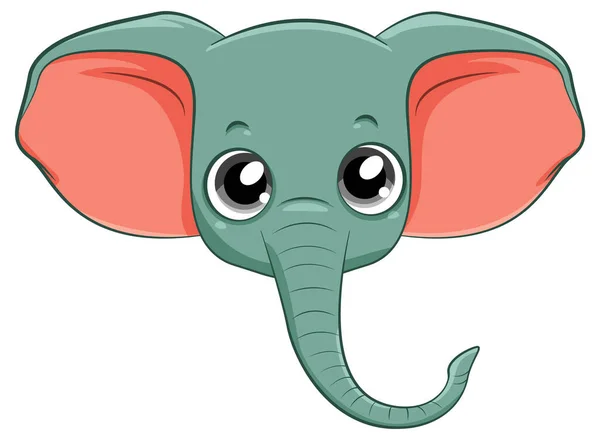 Isolerad Enkel Elefant Huvud Illustration — Stock vektor